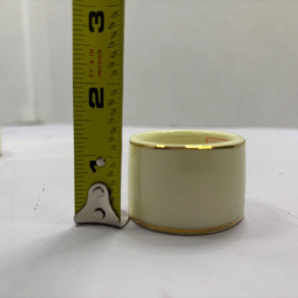 Audrey Bone China Napkin Rings Set of 12 Ivory Cream with‎ Gold Trim Vintage